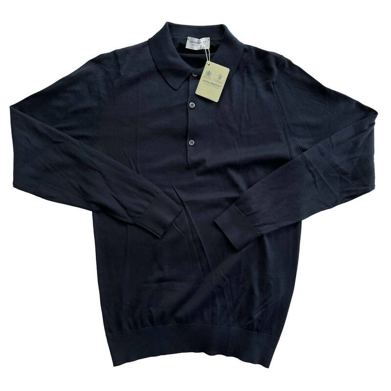 【新品】JOHN SMEDLEY ニットポロ M ジョンスメドレー BRADWELL コットン NAVY