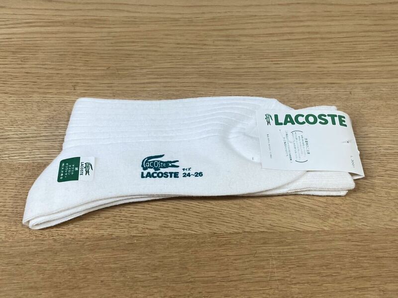 ラコステ ソックス　24〜26cm 白系　日本製　未使用品　送料込靴下 白 ホワイト　国産品