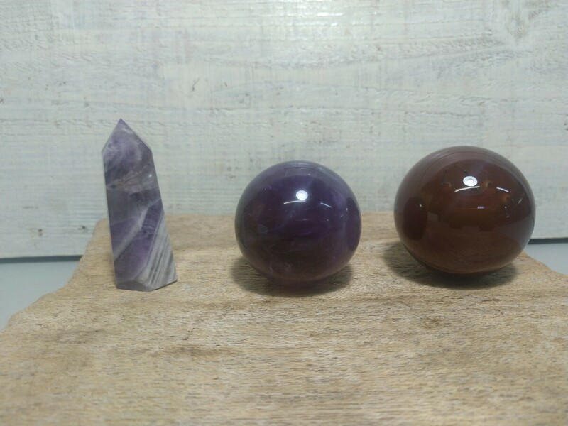 石 パワーストーン3個 紫水晶？ 天然石 丸玉