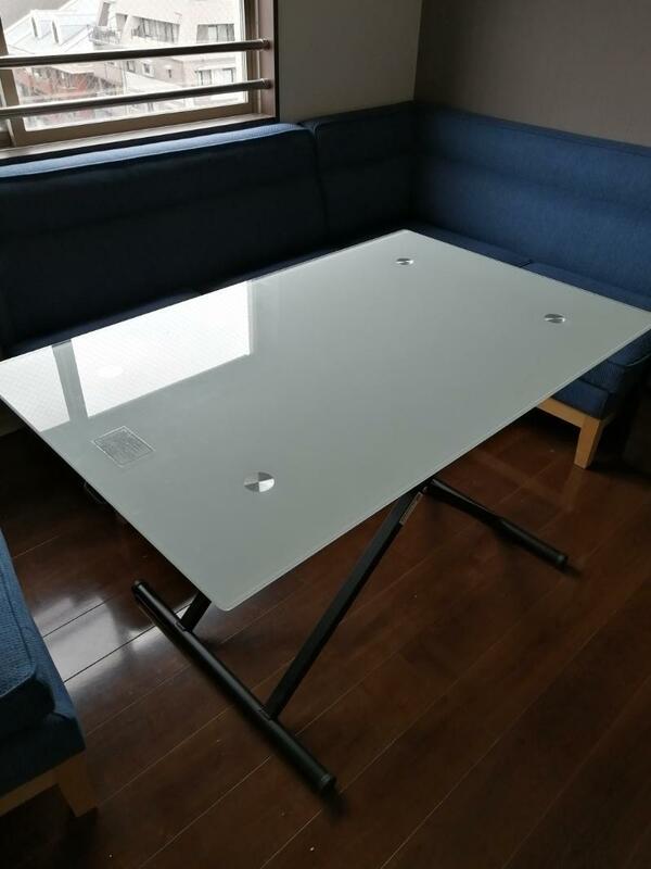 ガラス製昇降テーブル 幅120 ニトリ NEWアクティブWH ダイニングテーブル 26～75cm 白 リビング ローテーブル