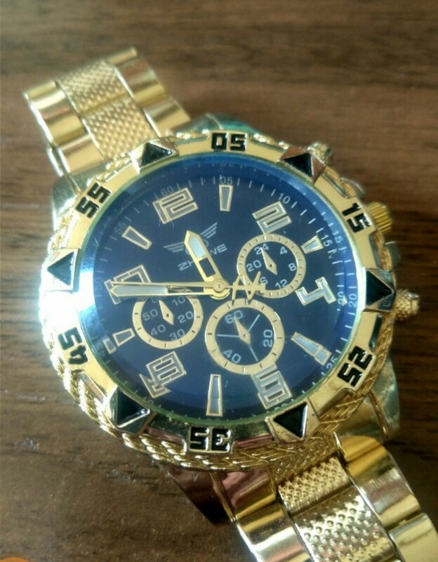 新品メンズ腕時計/クリエイティブ時計クォーツ式ゴールド