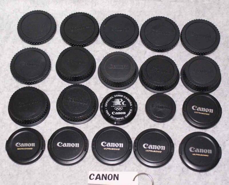 [is229]キャノン レンズキャップ 20個　まとめて　E-52mm E-58mm リヤキャップ canon LENS CAP EOS ULTRASONIC OLYMPIC body cap DEMI