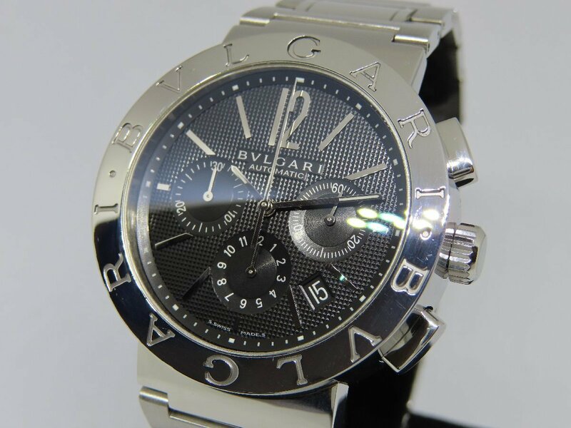 【美品】BVLGARI ブルガリ ブルガリブルガリ デイト クロノグラフ BB42SSCH 自動巻き メンズ腕時計