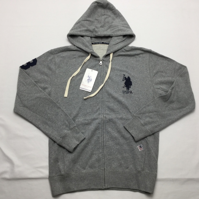 【送料無料】【新品】US.POLO ASSN. メンズパーカージャケット（コットン100％ 裏毛素材）　 LL　2L　　モクグレー★91310