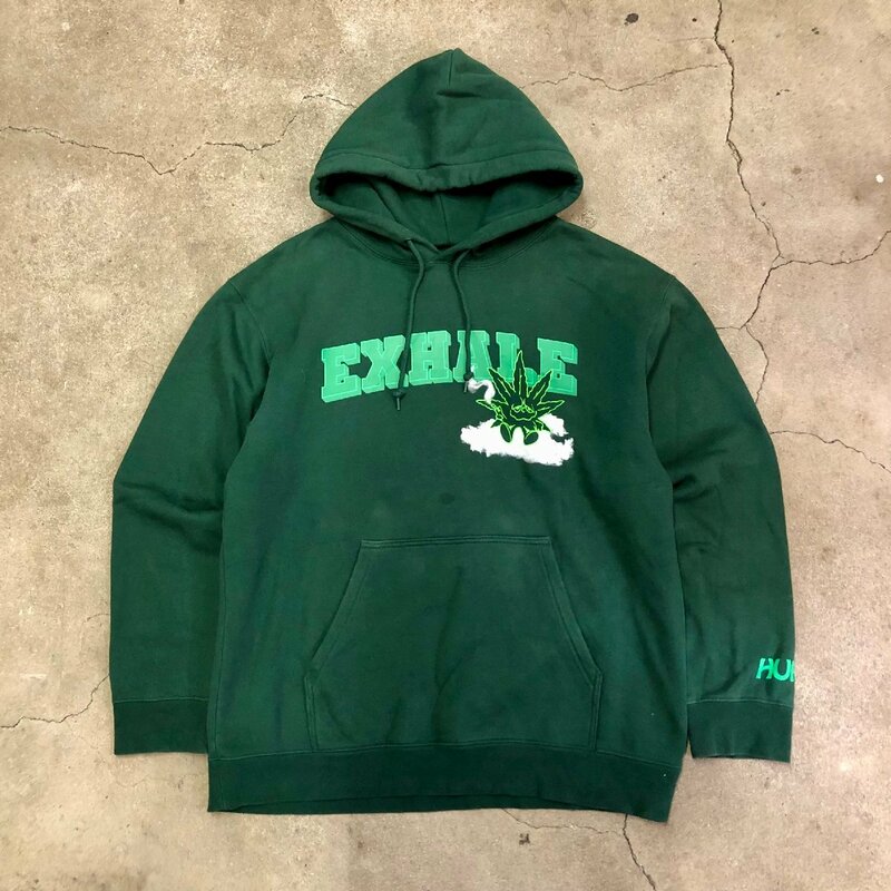 HUF EXHALE BUDDY HOODIE Green XL ハフ パーカー フーディー グリーン