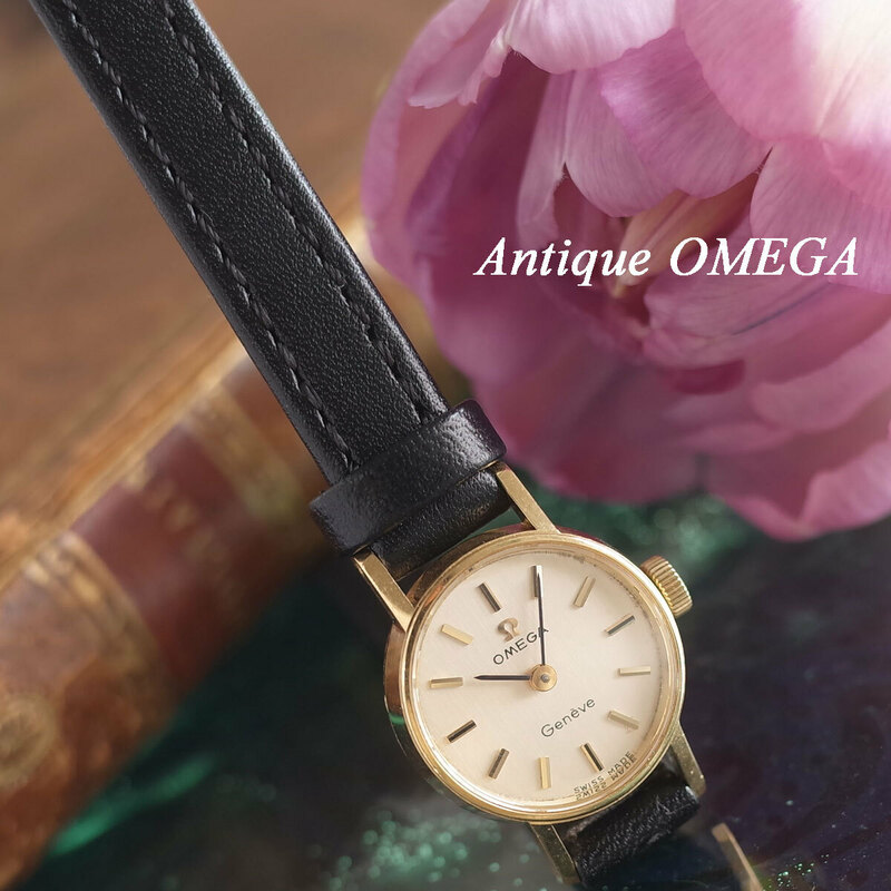 オメガ ジュネーブ 511.227 70's アンティーク 750YG K18 新品革ベルト レディース 手巻 腕時計 OMEGA OH済1年保証