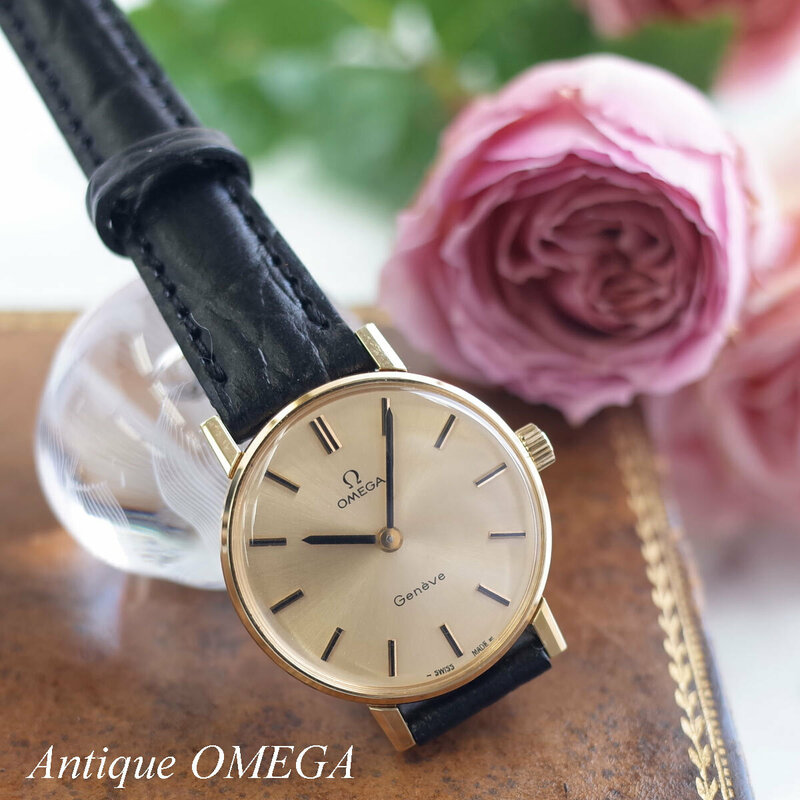 オメガ デビル 70's アンティーク SS GF 新品革ベルト レディース 手巻 腕時計 OMEGA OH済1年保証