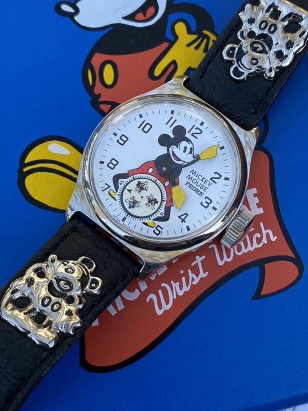 腕時計 ディズニー ミッキー クオーツ 復刻版 ペドル社 BOX付き 稼働品