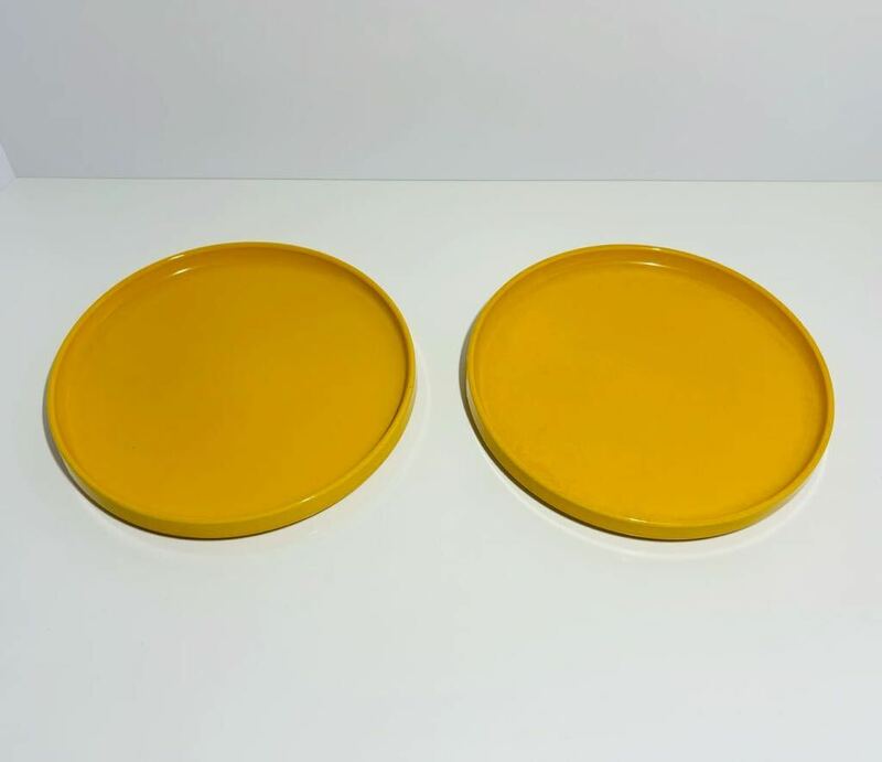 OR8】 丸皿 2枚セットSango STONE WEAR BY KOYO 三郷陶器 黄色 イエロー 無地 シンプル プレート パン皿 洋食器 レトロ
