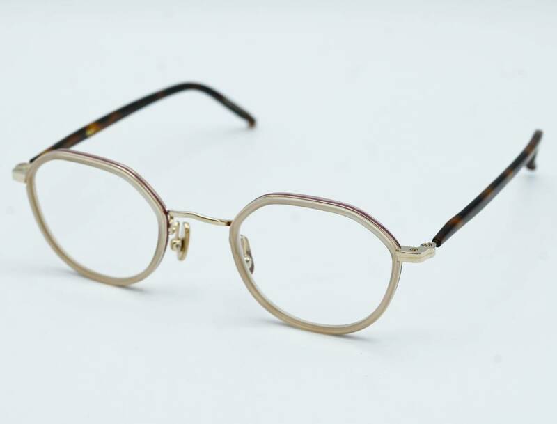 M03 UKMK eyewear ユーケーエムケー アイウェア Spin メタル/セルフレーム メガネ ピンク×ゴールド/ブラウン 度入り