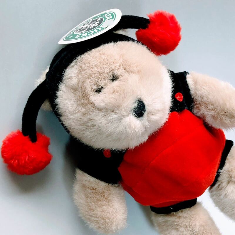 #2965【超可愛い】ベアリスタ Ladybug Bear スターバックス コーヒー ぬいぐるみ STARBUCKS 2001年 14th Edition 熊 ベアー てんとう虫