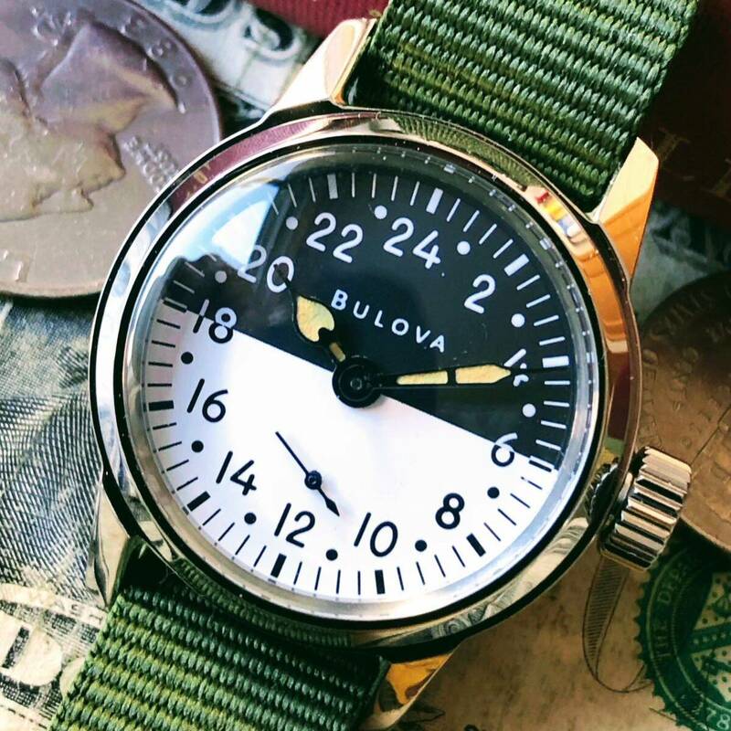 #2979【人気のミリタリー】メンズ 腕時計 ブローバ WW2 機械式 手巻 動作品 美品 ラウンド型 BULOVA スモールセコンド 軍用 第二次世界大戦