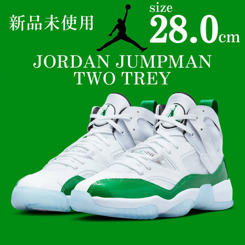 新品 ナイキ ジョーダン ジャンプマン トゥートレイ 28cm 白 緑 NIKE JORDAN JUMPMAN TWO TREY バスケットボール スニーカー シューズ 靴