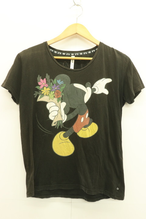 【中古】glamb メンズTシャツ 1 Tシャツ glamb Disney Mickey 1 黒 ブラック プリント