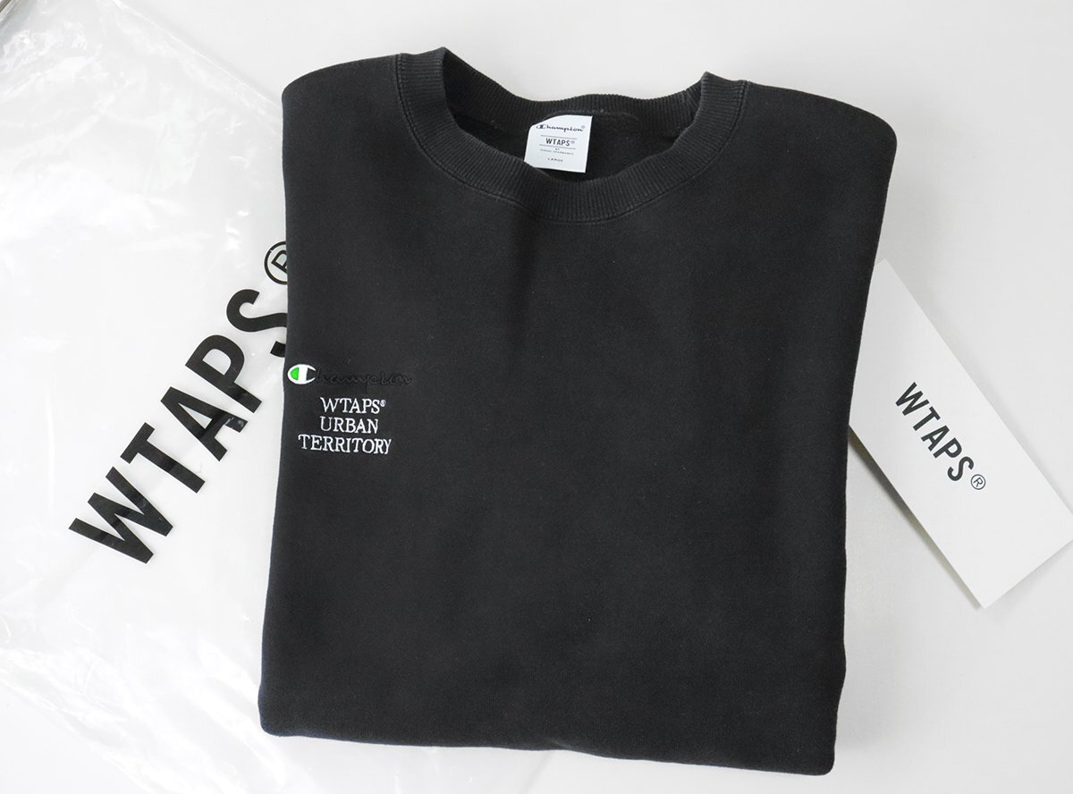 WTAPS × Champion ◆ クルーネック スウェットシャツ (C8-X016) 黒 Lサイズ トレーナー 裏起毛 ダブルタップス チャンピオン◆13/ZX24