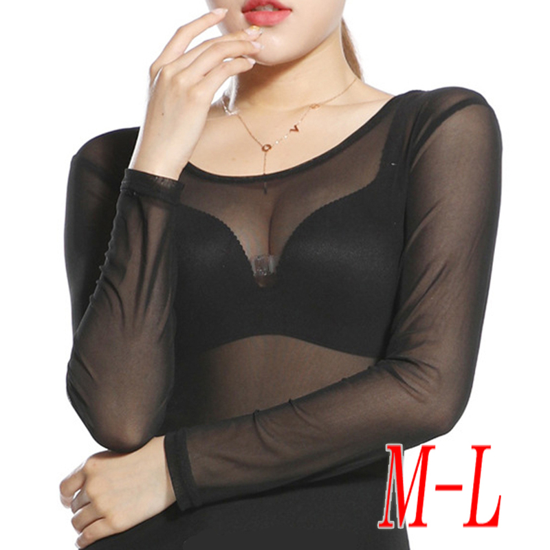 M-L【メッシュ素材】ブラック黒★アンダーシャツ ドレスインナー /ダンス