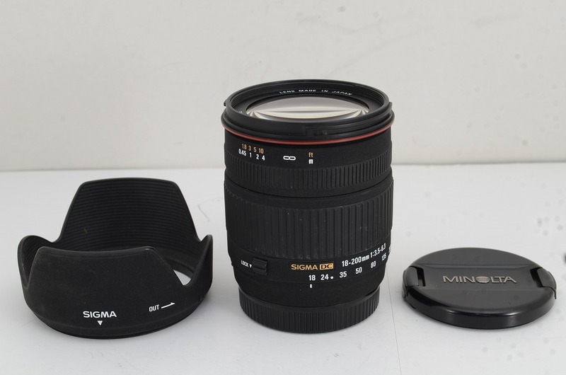 【適格請求書発行】良品 SIGMA シグマ AF 18-200mm F3.5-6.3 DC SONY MINOLTA αマウント APS-C フード付【アルプスカメラ】240218ao