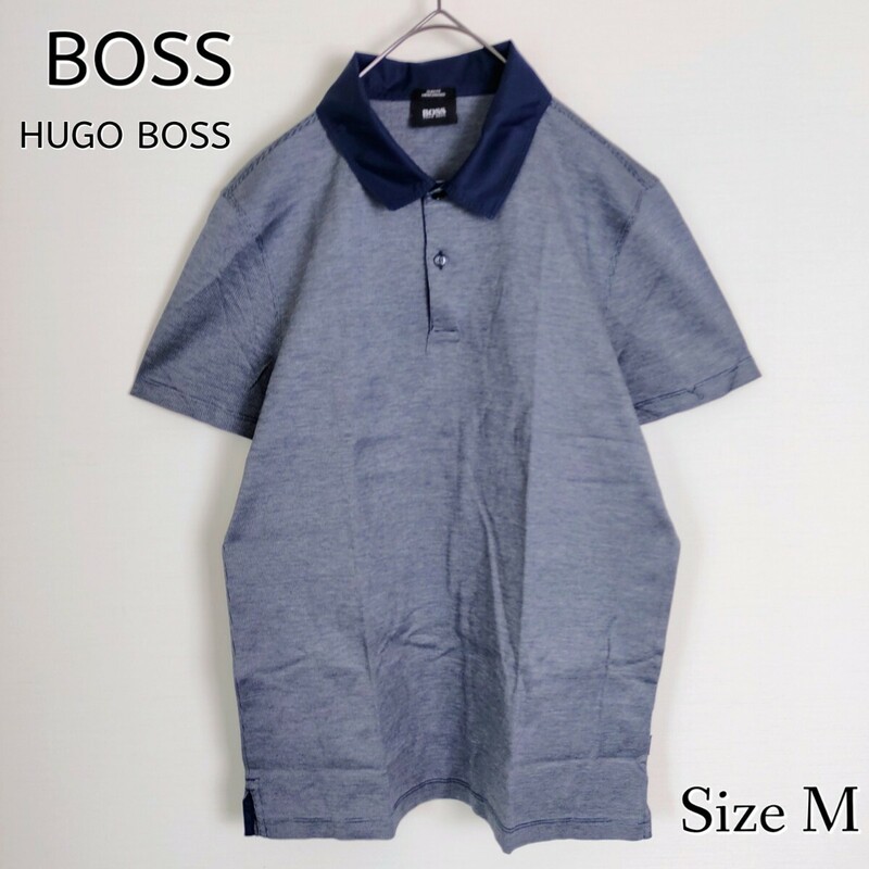 HUGO BOSS ヒューゴボス☆高級感のあるポロシャツ／カットソー　Mサイズ　Navy ネイビー 紺色　サイドスリット　リンガー　半袖