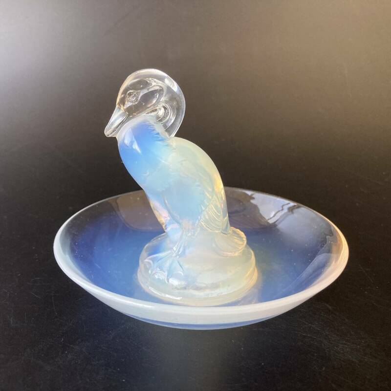 【本人作】R.LALIQUE ルネ・ラリック　ジュエリー　アッシュ　ピントレイ「Canard」カナール 鴨 オパルセント 灰皿　アンティーク 1925年