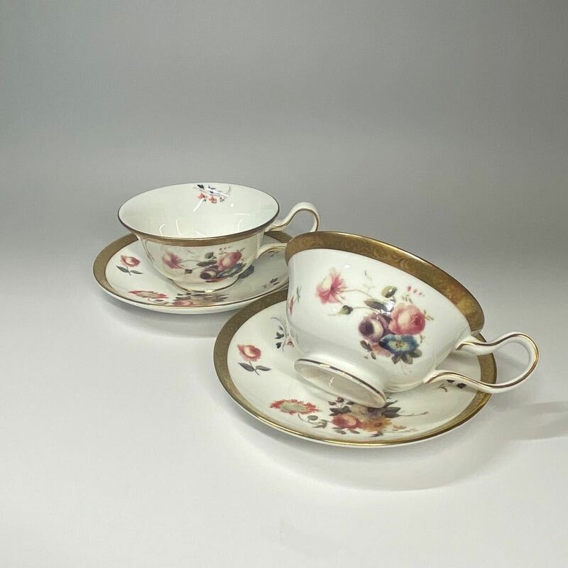 WEDGWOOD ウェッジウッド フローラルゴールド floral GOLD カップ ソーサー ティーカップ 2客 ペア 花柄 洋食器