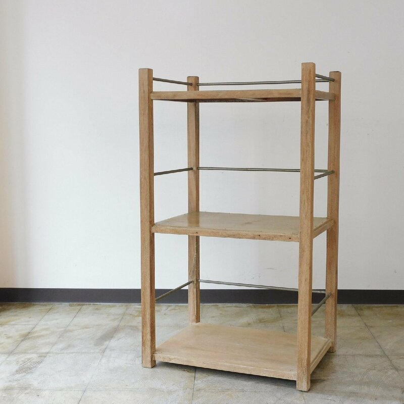 ふるい木味のシンプルな展示棚 HK-a-03524 / 木製 無垢材 オープンラック 古道具 本棚 書棚 カフェインテリア