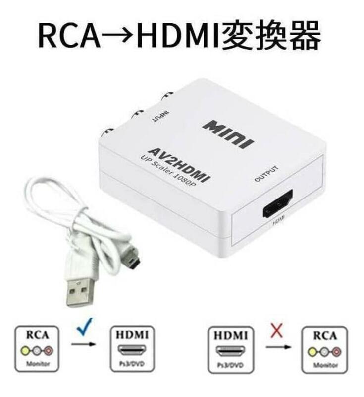 RCA to HDMI変換コンバーター AV HDMI 1080/720P白