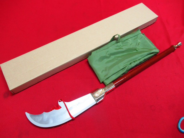 模造刀 中国 青龍偃月刀 木製柄 ステンレス刀身 全長約66cm 刃渡り約20.5cm 重量約360g 管理6k0307T-G03