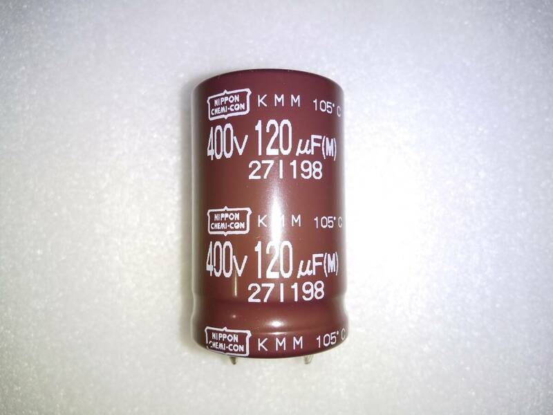 日本ケミコン　電解コンデンサー　400V　120μF　105℃　基板端子　2個　17