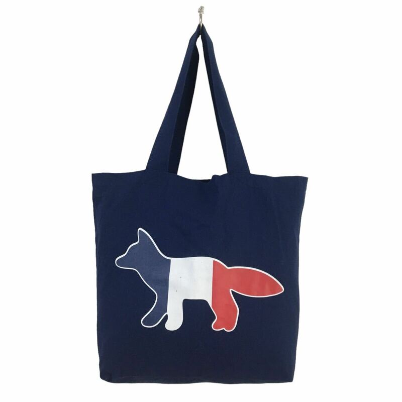 D525 MAISON KITSUNE メゾンキツネ ハンドバッグ トートバッグ 肩掛け かばん カバン 鞄 バッグ BAG ネイビー系 実寸参考