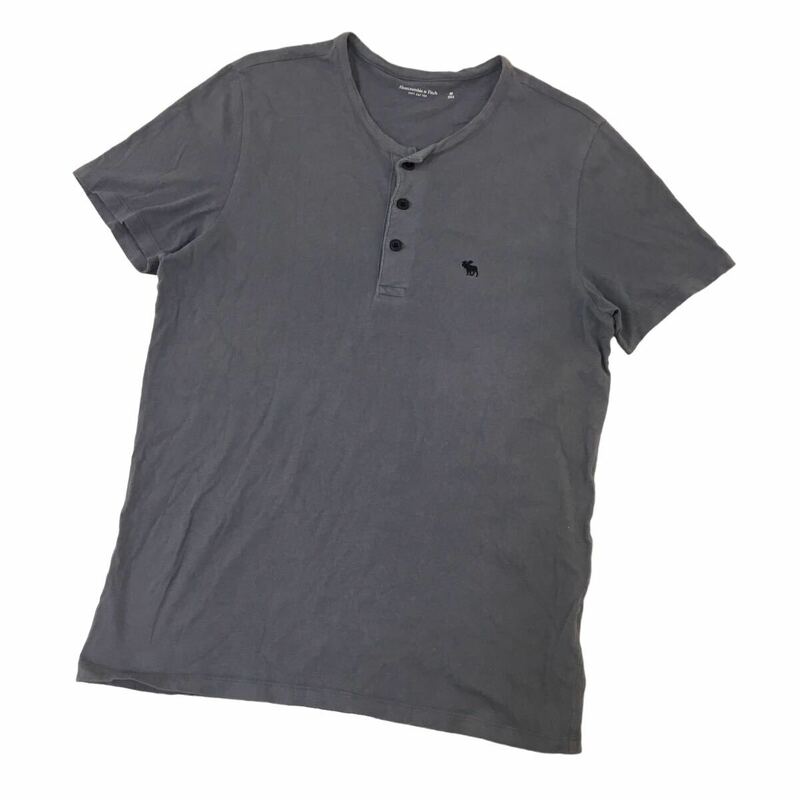 D524-① Abercrombie & Fitch アバクロンビー＆フィッチ 半袖 Tシャツ トップス ハーフボタン プルオーバー グレー系 メンズ M