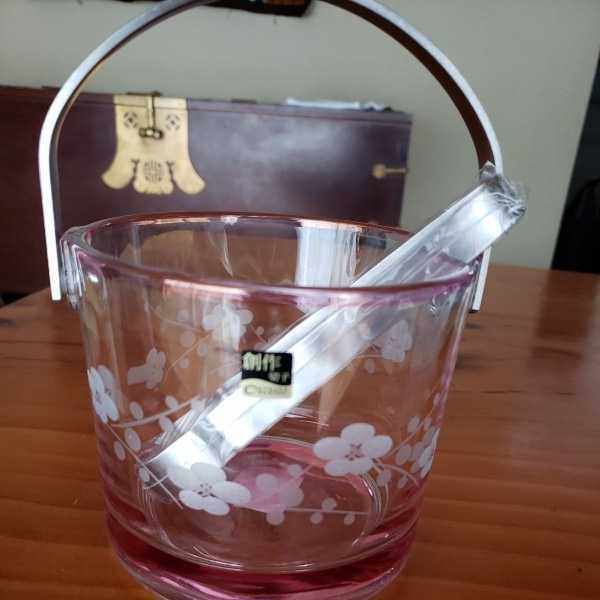 創作切子　素敵な桜柄　アイスペール　東洋ガラス　日本製　お菓子やデザート入れにもOK
