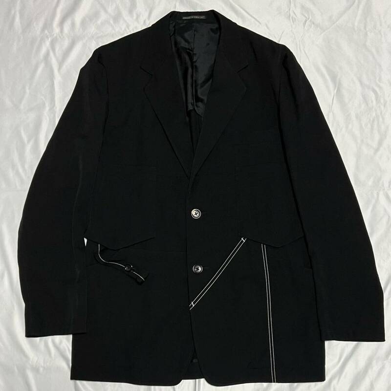Yohji Yamamoto POUR HOMME テーラードジャケット ウール マルチポケット ブラック ヨウジヤマモト プールオム