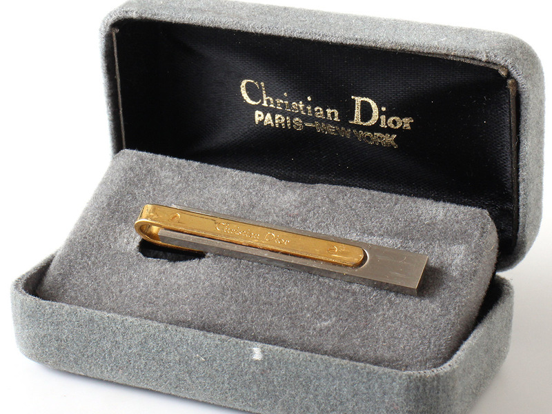E16091 Christian Dior クリスチャンディオール タイバー ヴィンテージ タイピン ネクタイピン ゴールド×シルバーメンズ ケース付き