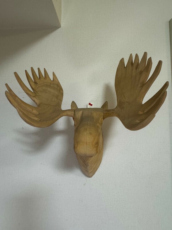 wood animal head -moose- amabro ヘラジカ シカ 鹿 アニマルヘッド 木 ウッド 木製 木彫り 壁掛け オブジェ トロフィー ブルックリン 