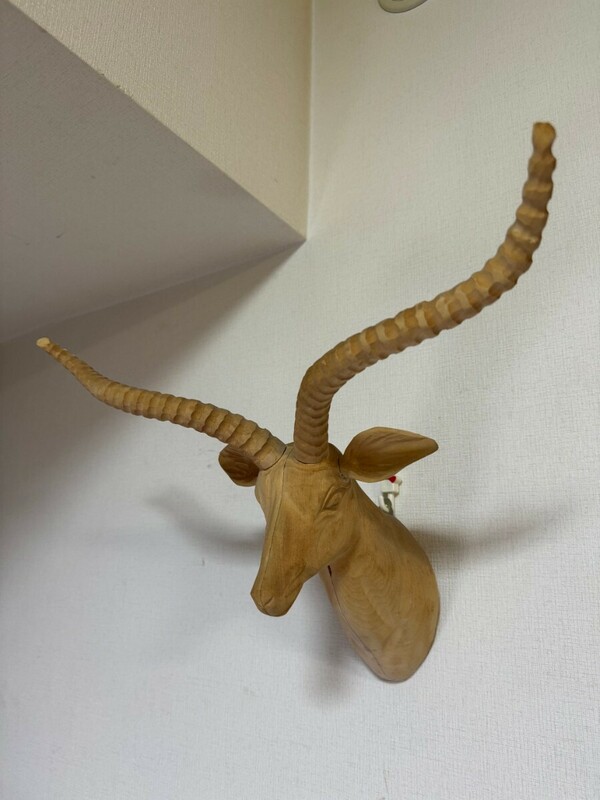 amabro WOOD ANIMAL HEAD / Gazelle アニマルヘッド ガゼル 置物 頭 角 北欧 木 ウッド 木製 木彫り フィギュア リアル 壁掛け オブジェ