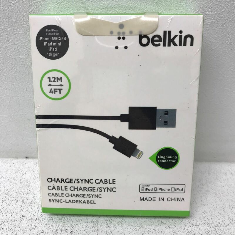 0307M 未開封★Belkin USBケーブル CHARGE / SYNC CABLE SYNC-LADEKABEL 1.2M 4FT アクセサリー