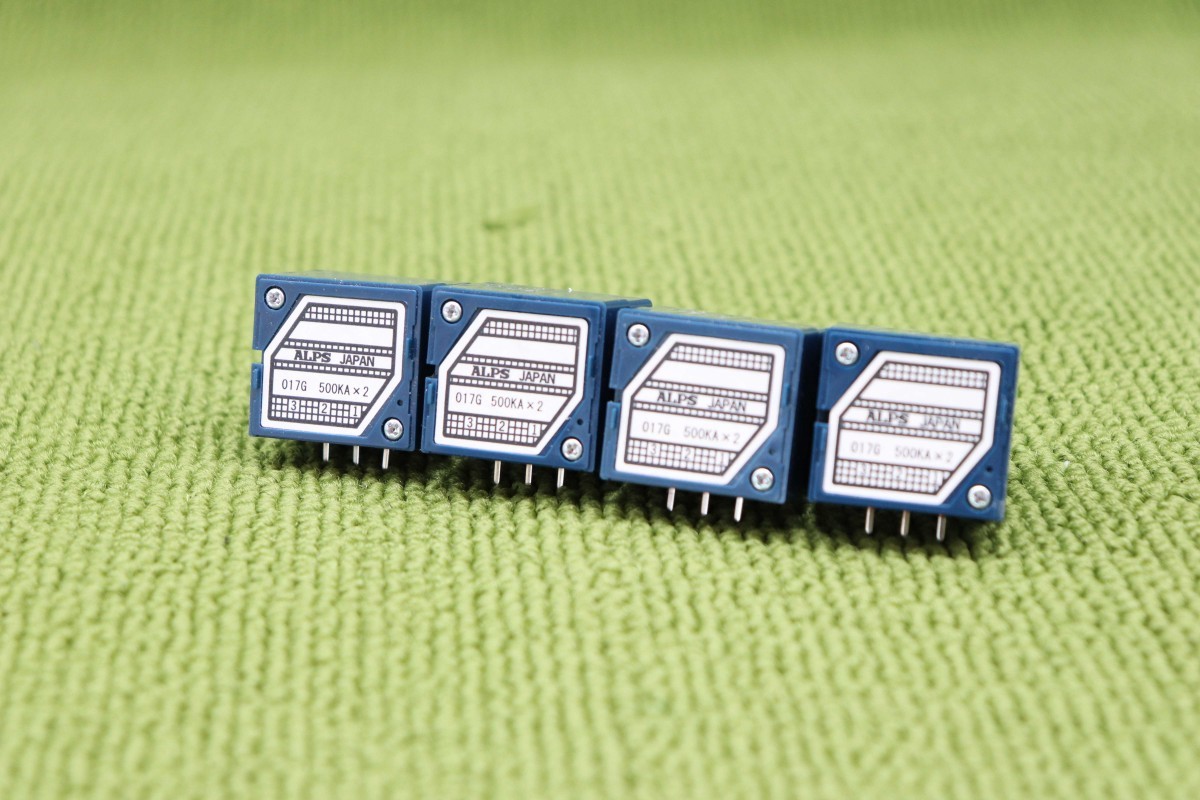 500K基板おまけ 4個SET正規品新品 アルプス ALPS 2連 ボリューム クリックなし RK27 15A 溝軸 操作部25mm 偽物注意