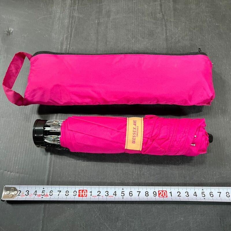 折りたたみ傘 雨傘 外袋 広げたらエコバッグになります 便利 ピンク 傘 折り畳み傘 ESSEX AVE 中古品