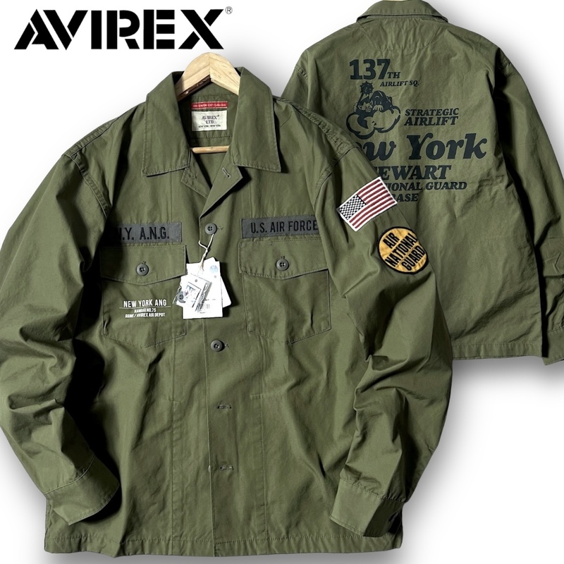新品 AVIREX アヴィレックス 定価1.4万 高密度コットン 高耐久 ミリタリー ユーティリティシャツ シャツジャケット 3220016 2XL 3L ◆B3399