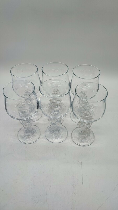 6個まとめ売り　神話のグラス　二人のヴィーナス　SUPER NIKKA　ワイングラス　アンティークガラスインテリア グラス