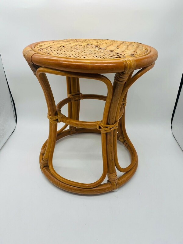 スツール 椅子 アンティーク ラタン 丸椅子