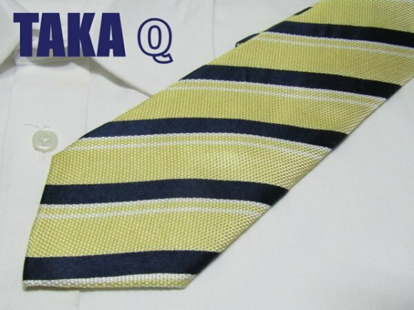 【タカQ】NA 642 タカQ TAKAQ ネクタイ 黄色系 レジメンタルストライプジャガード