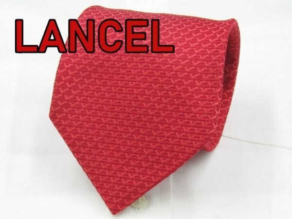 【ランセル】 OC 233 ランセル LANCEL ネクタイ 赤色系 幾何学模様 ジオメトリック柄 ジャガード