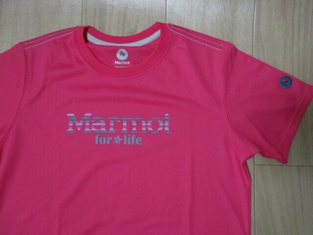 マーモット・可愛いドライ半袖Tシャツ・ピンク色・サイズL