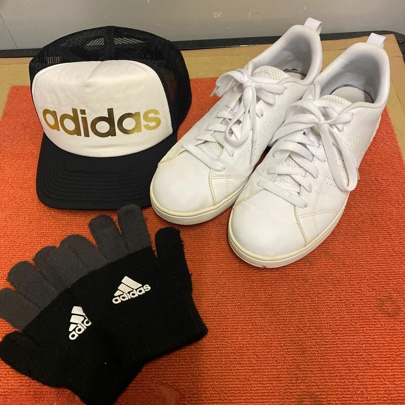 adidas アディダス スニーカー 26cm 手袋 帽子 キャップ セット 中古品