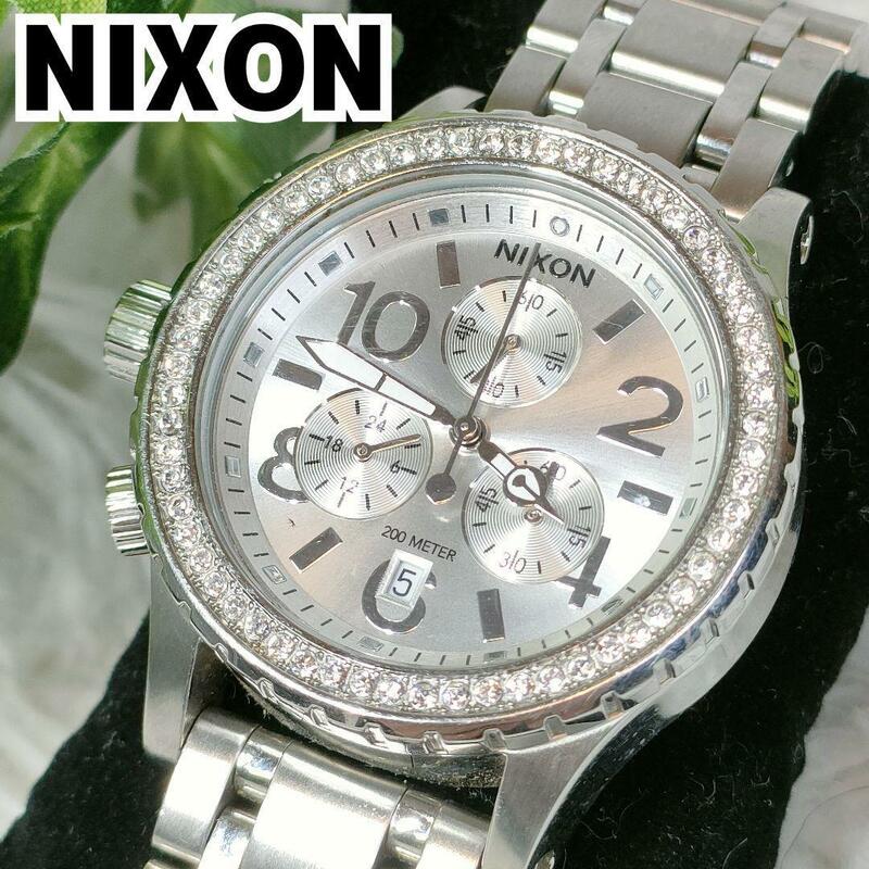 ニクソン 腕時計 38-20 クロノグラフ シルバー クリスタル ラインストーン NIXON 時計 ステンレス silver 女性 レディース 人気モデル