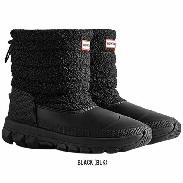 ※訳あり アウトレット HUNTER(ハンター)スノーブーツ 長靴 レディース W SHERPA SNOW BOOT SHORT WFS2203HER BLACK(BLK) US7(24.0cm)