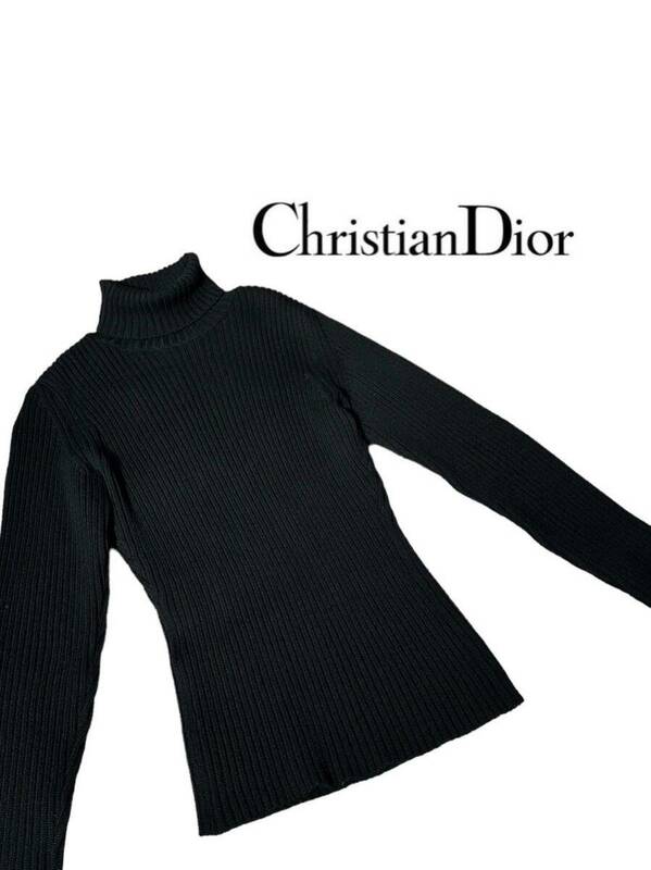 【極上カシミア】新品同様◆ Christian Dior クリスチャンディオール ◆カシミアニット セーター ハイネック タートルネック サイズ L