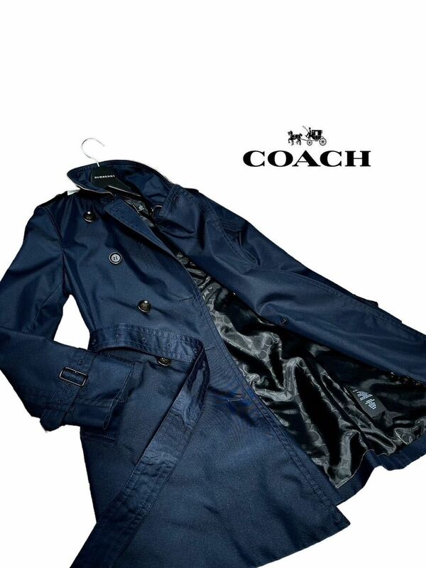 【最高峰の逸品】新品同様◆ COACH コーチ ◆トレンチコート スプリングコート ロング コート シグネチャー　サイズ S