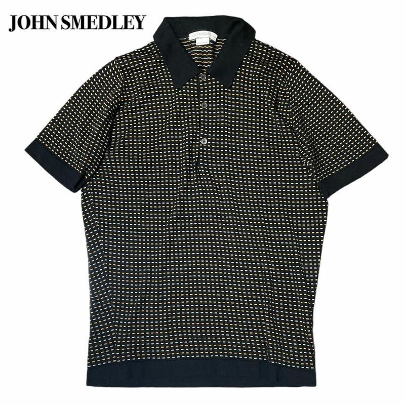 JOHN SMEDLEY made in England シーアイランドコットン ジョンスメドレー 半袖ポロシャツ 総柄 S
